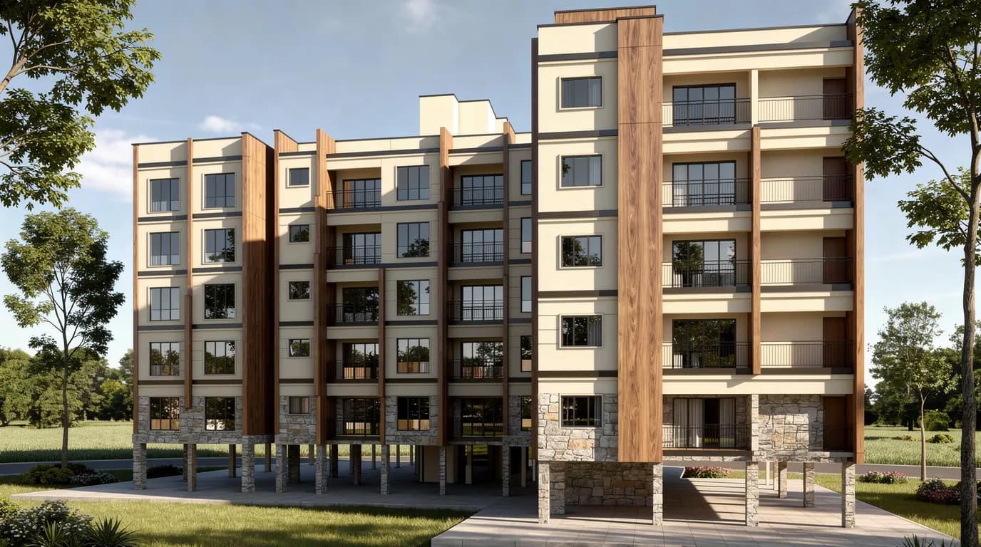 Elevation architectural render of an apartment building generated by Ziannah